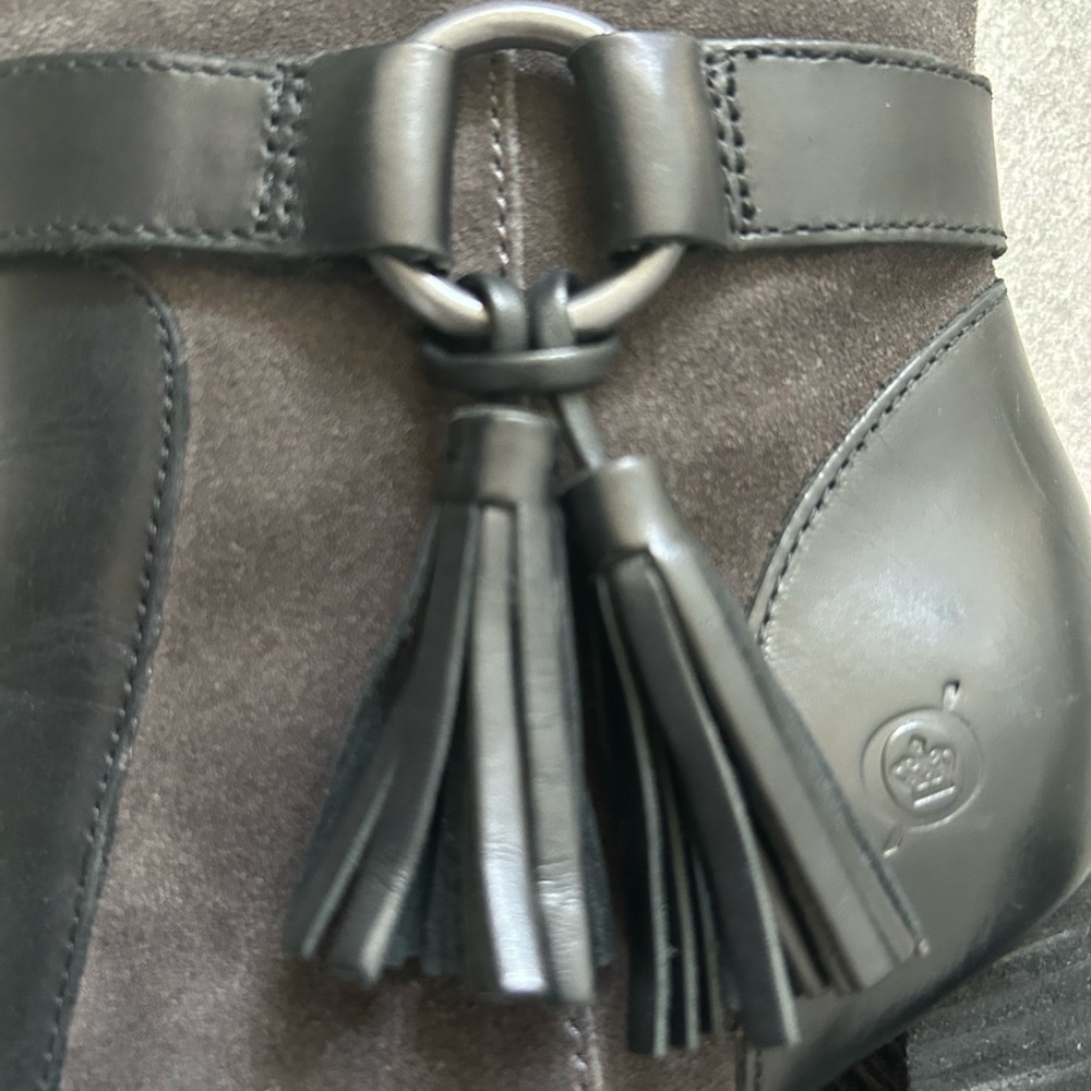 Born Black Leather and Dark Gray Suede Ankle Boots (LIKE NEW) - Picture 4 of 9